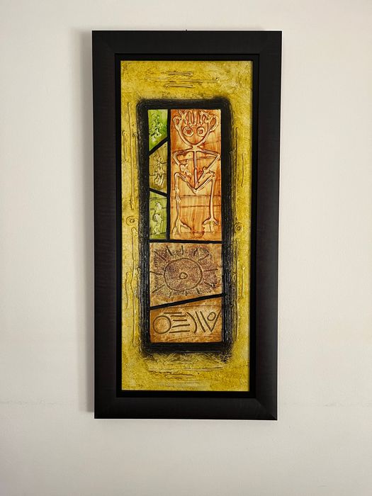 Original canvas from Mozambique, framed, in perfect condition