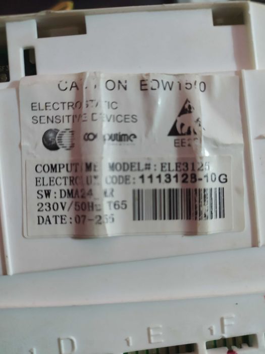 Placa de comandos de máquina de lavar louça de encastrar AEG Electrolux
