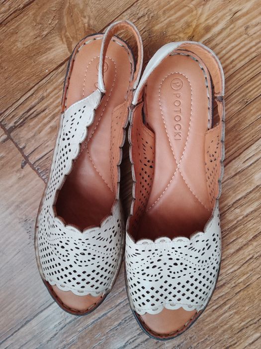 Sandały damskie beżowe skóra naturalna 41 casual