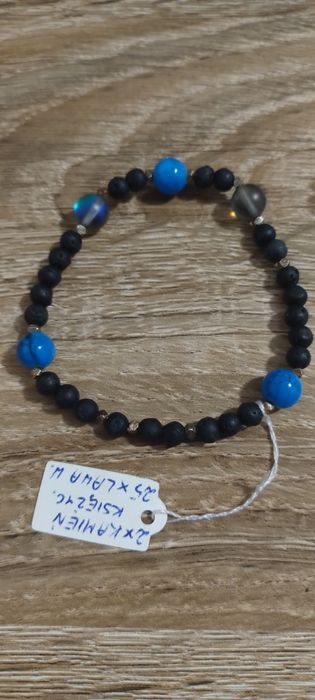 Bransoletka na gumce,lawa, kamień księżycowy