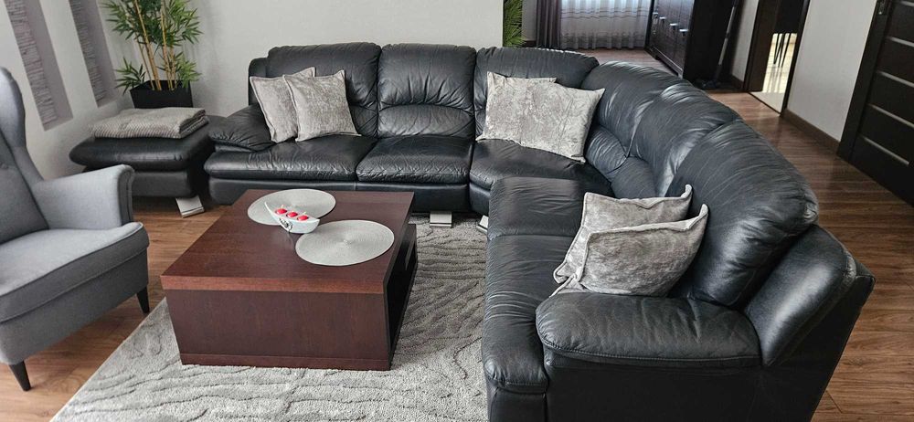 Narożnik CARLOS - skóra naturalna 220x220cm + pufa