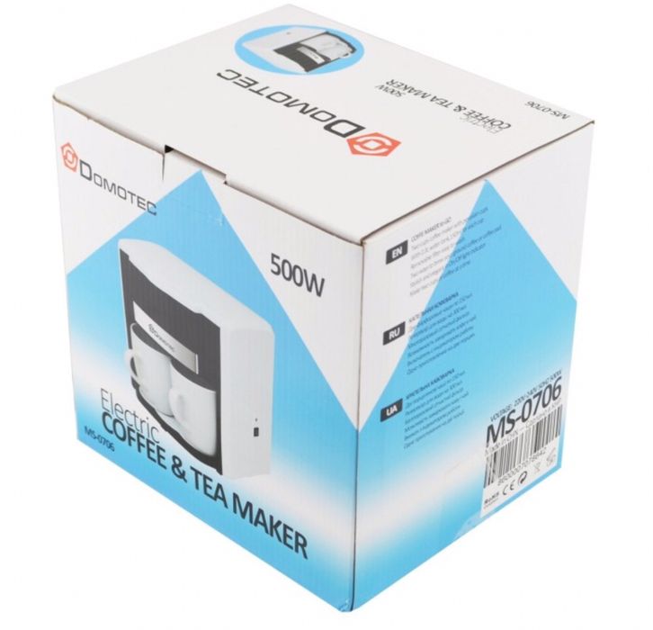 Новая кофеварка Domotec на 2 чашки / капельная кофеварка 500 вт