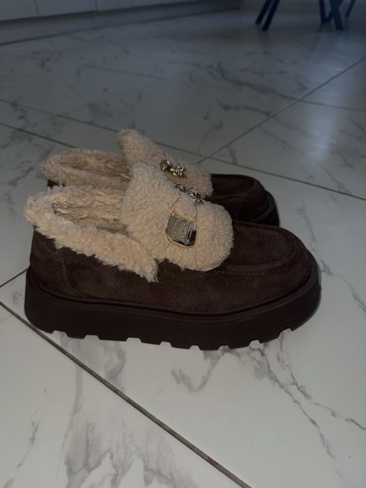 Замшеві лофери утеплені