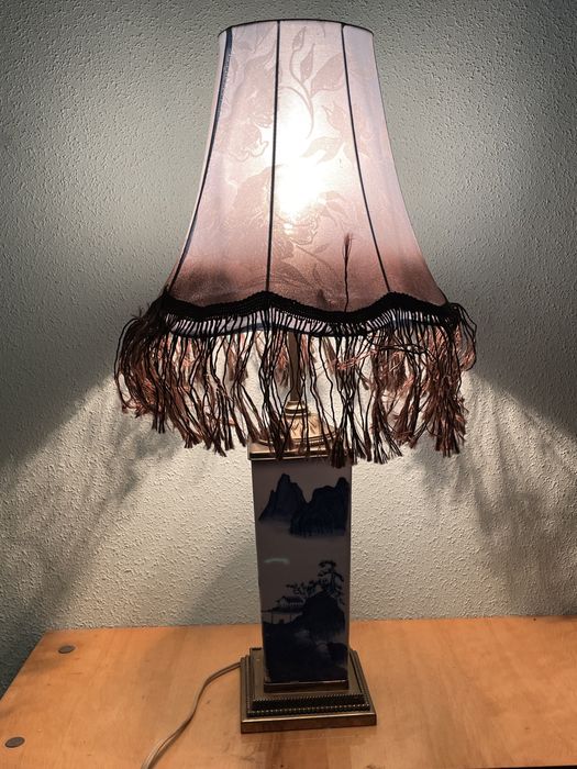 Настольная лампа фарфоровая, бронза