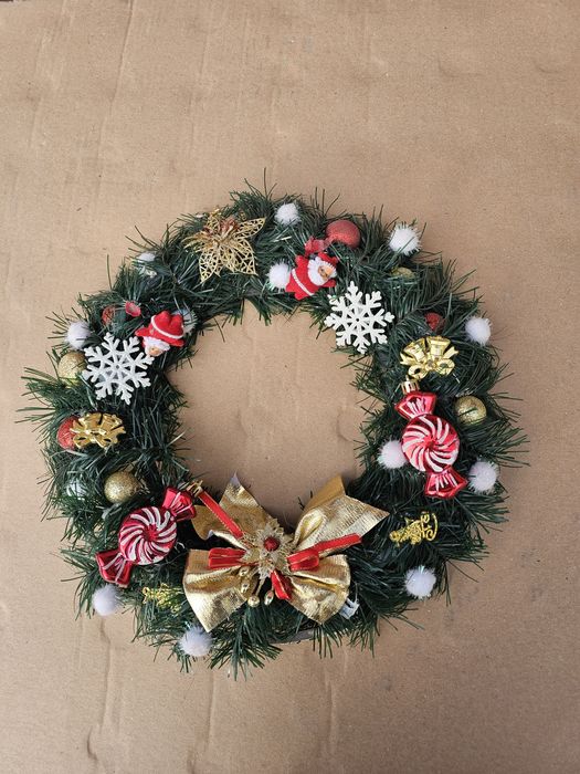 Святковий Різдвяний вінок для прикрашання оселі. 2 варіанти. 30 і 38см