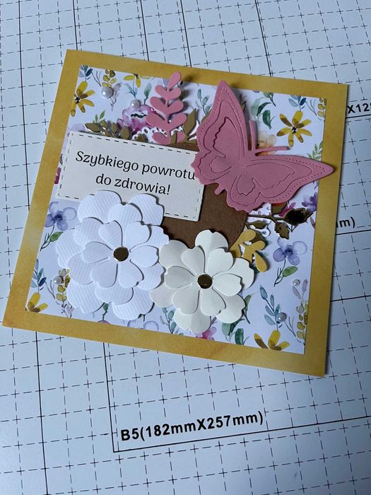 Kartka z życzeniami zdrowia, powrotu do zdrowia, handmade rękodzieło