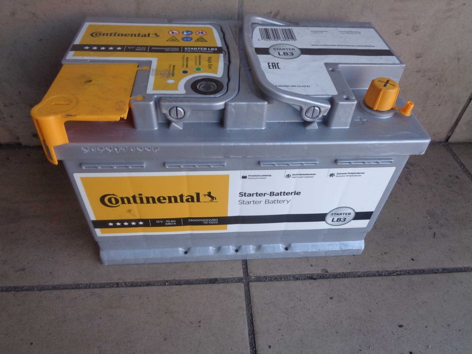 Nowy Akumulator Samochodowy CONTINENTAL 12V 70Ah 680A , ANDAR