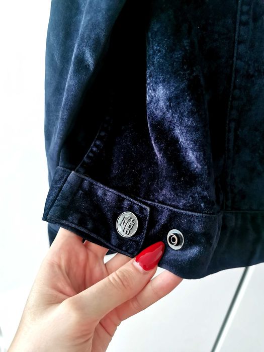 Welurowa kurtka katana koszula granatowa vintage 40 L 42 XL