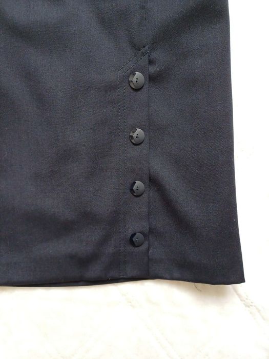 Granatowa wełniana spódnica midi vintage XXL