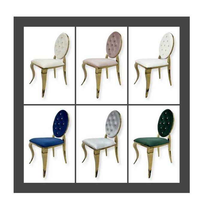 Krzesło glamour Ludwik II Pikowane Tapicerowane Salon Stół Ława