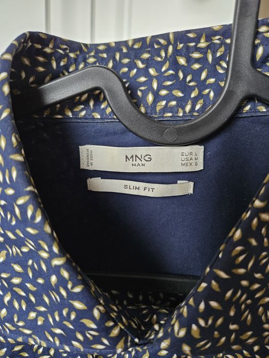Koszula Mango L 100% bawełna wzór w drobne liście