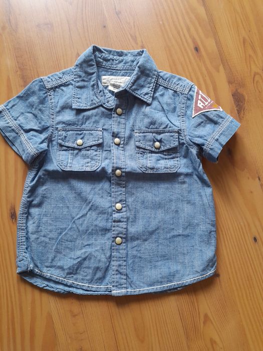 Koszula dżinsowa z krótkim rękawkiem 92H&M zapinana na wygodne napki