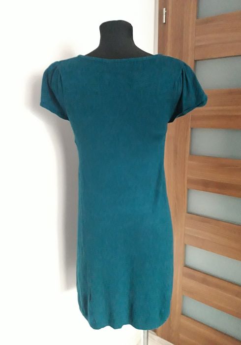 Sukienka świateczna sweterkowa zimowa morski zielony M 38