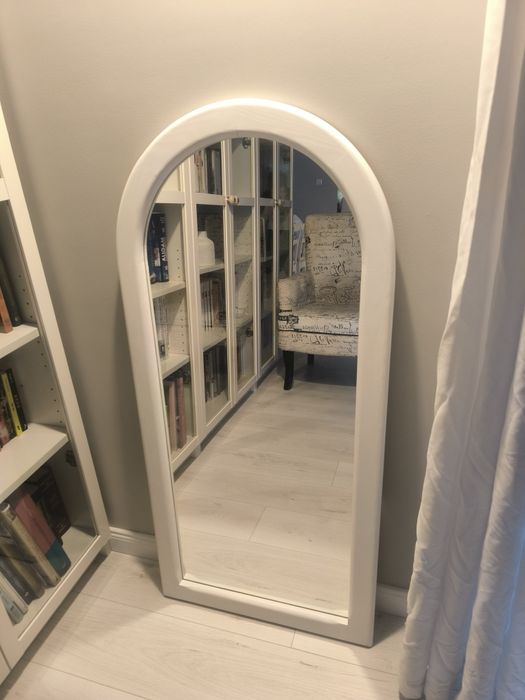 Lustro wiszące ścienne owalne biała rama 116x55