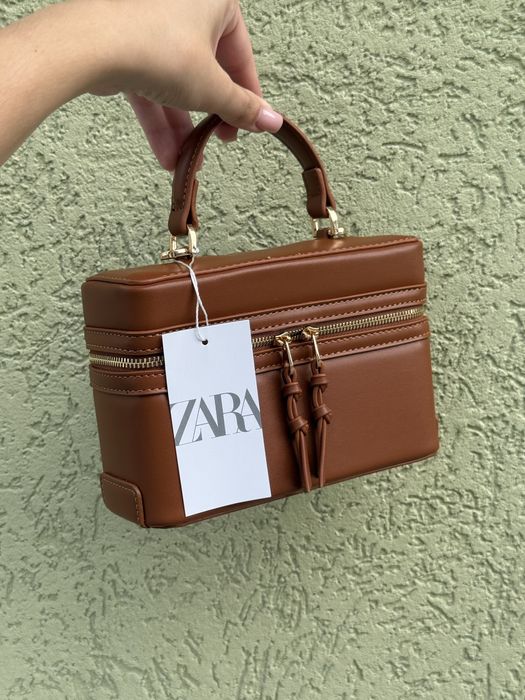 Сумка Zara рожева чорна біла коричнева