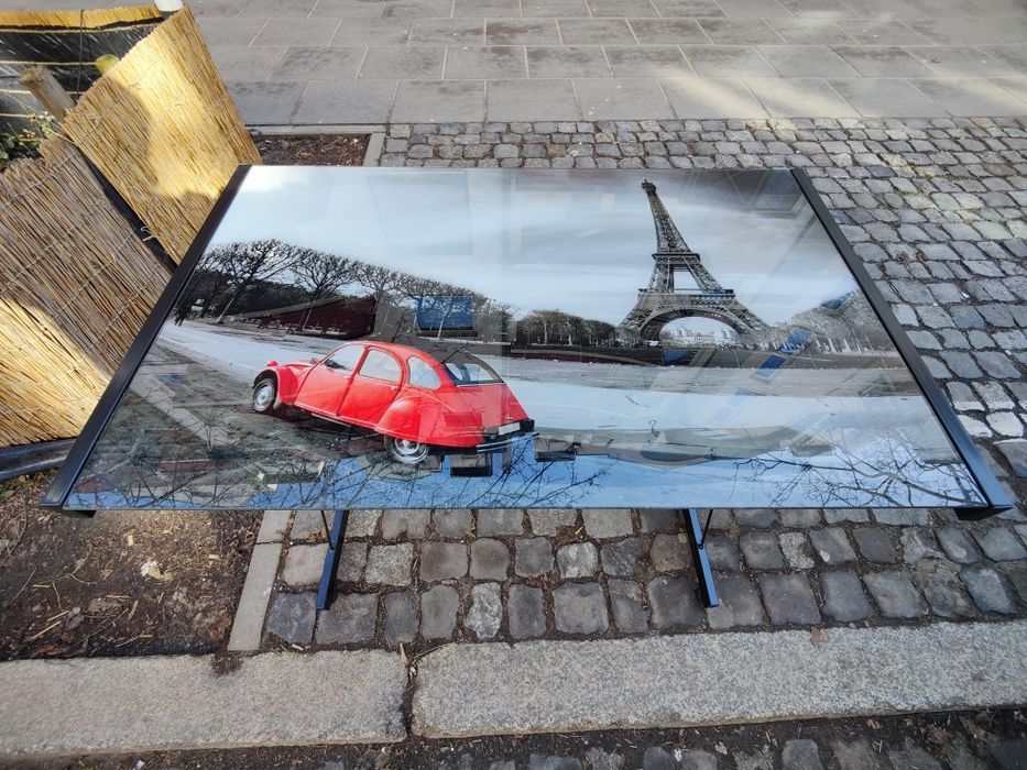 Biurko metalowe szklany blat