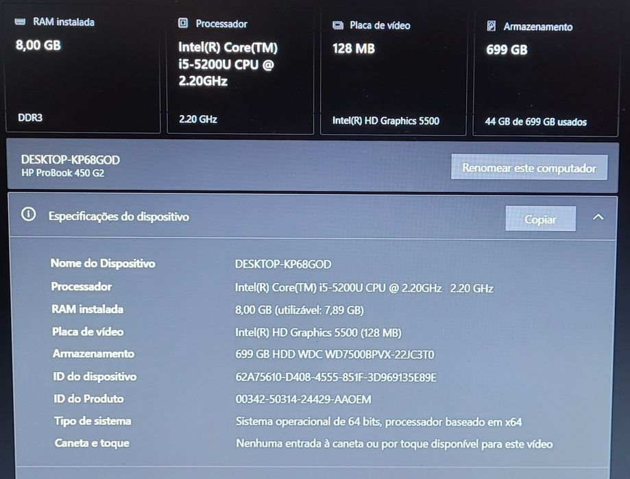 Portátil, Laptop, Notebook HP ProBook 450 G2 – i5 / 8 GB RAM