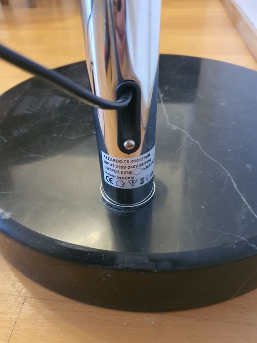 Lampa stojąca czarny marmur, chrom, duża łukowa