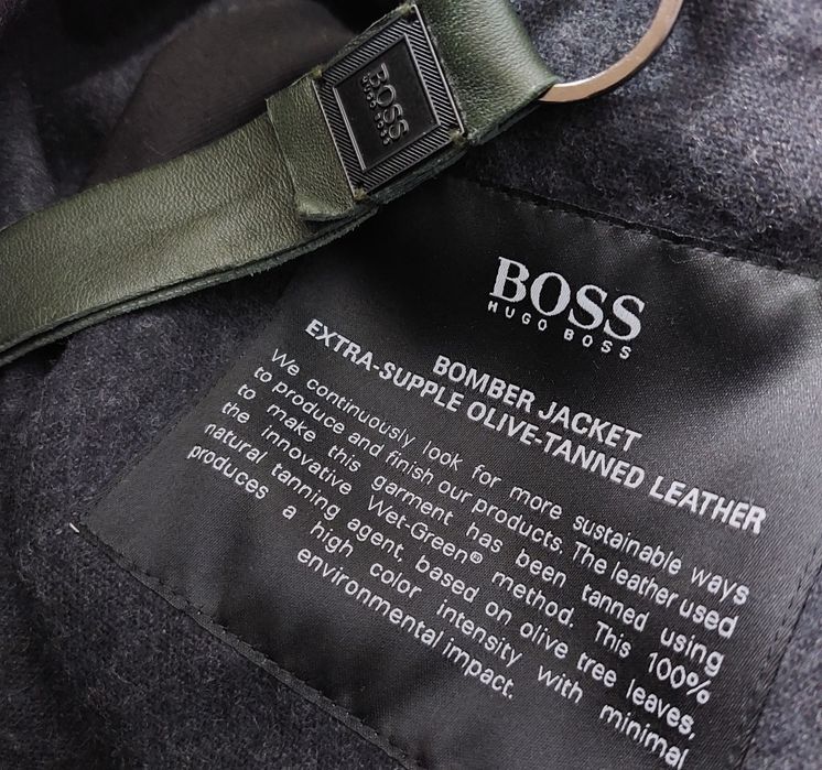 Hugo Boss nowa kurtka skórzana męska ocieplana wełna r. 52/L