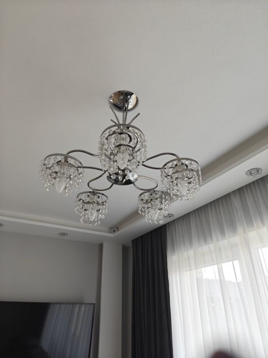 Kryształowa lampa wisząca ALFA KALIOPA – chrom, styl glamour stan idea