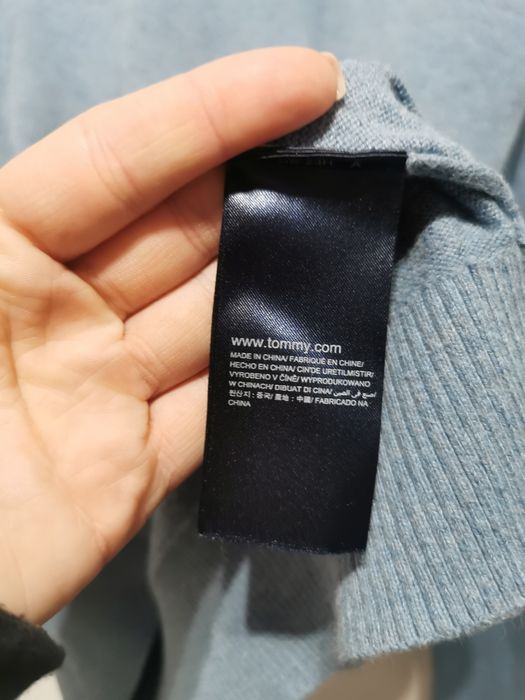 Tommy Hilfiger sweter w serek męski logowany kaszmir XL