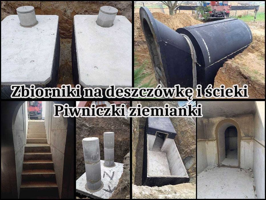 Zbiorniki betonowe na szambo deszczówkę 10m3 Piwnice betonowe kanały