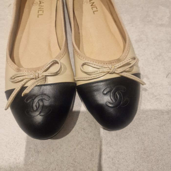 Baleriny Chanel  beżowo czarne rozmiar 37 wkładka 23cm