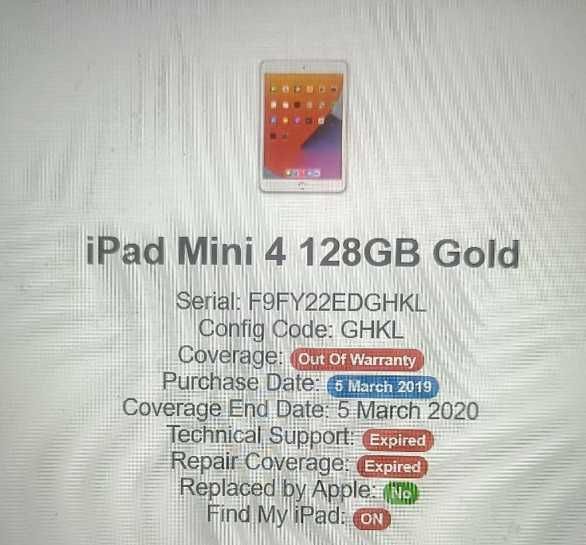 Два Ipad mini 4 64 & 128GB  A1538 на запчастини, включаються