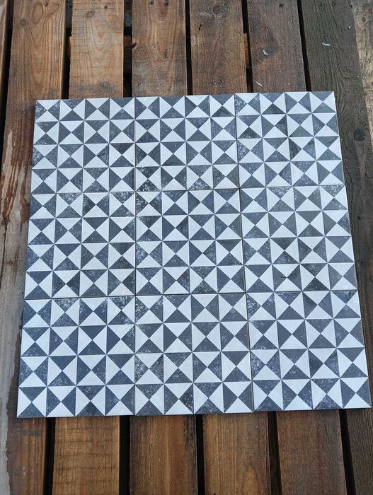 Черно Белая Mатовая Плитка на пол и стены ETHNO 18,6 x 18,6 см