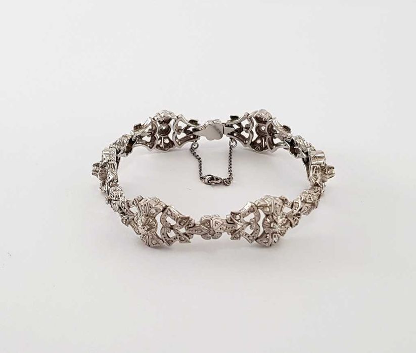 Złota bransoleta z diamentami  1,45 carat - lata 40-te - Piękna
