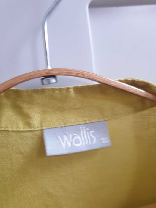 Limonkowa żółta koszula lniana 48 Wallis 100% len haftowana