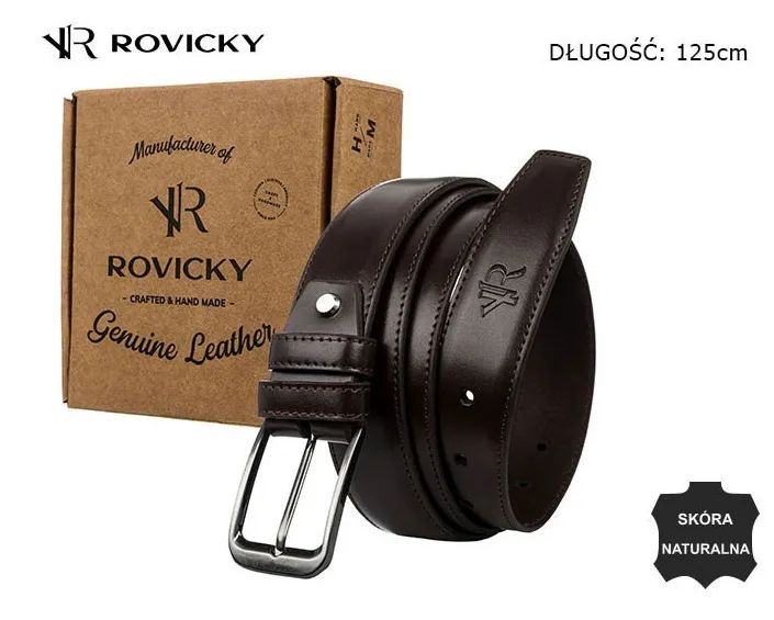 pasek męski rovicky brązowy skóra naturalna