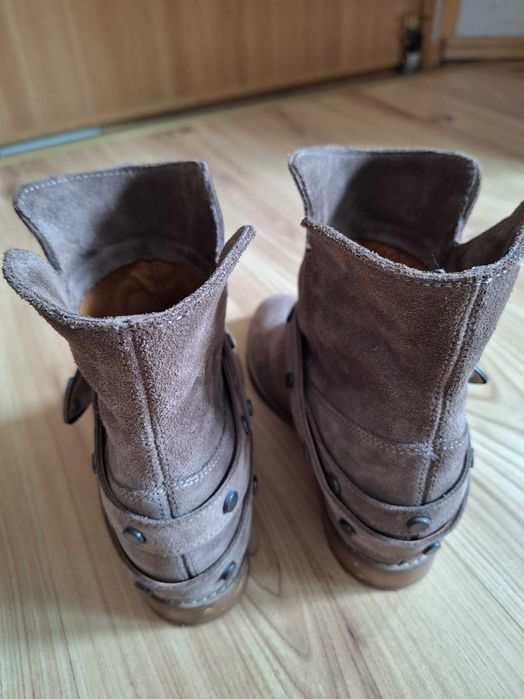 Skórzane botki R.Polański kolor taupe