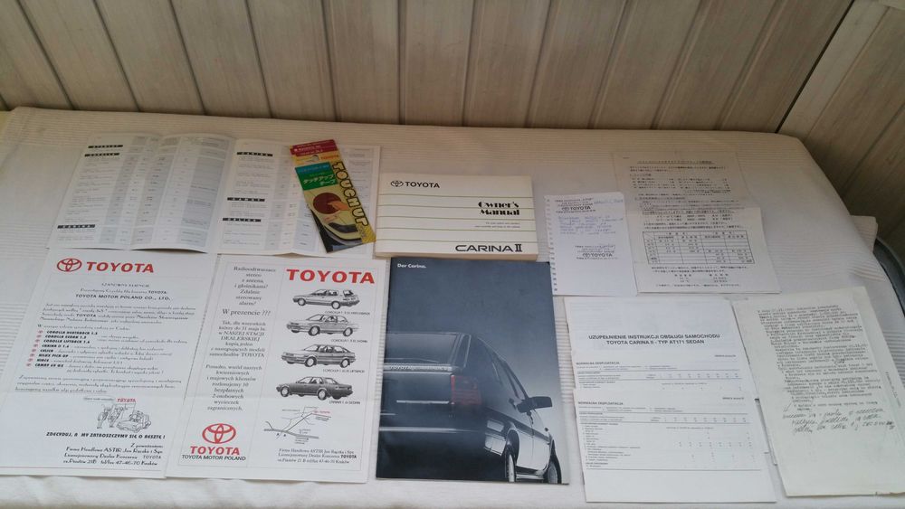 TOYOTA CARINA II prospekt, instrukcja obsługi historia zakupu i inne