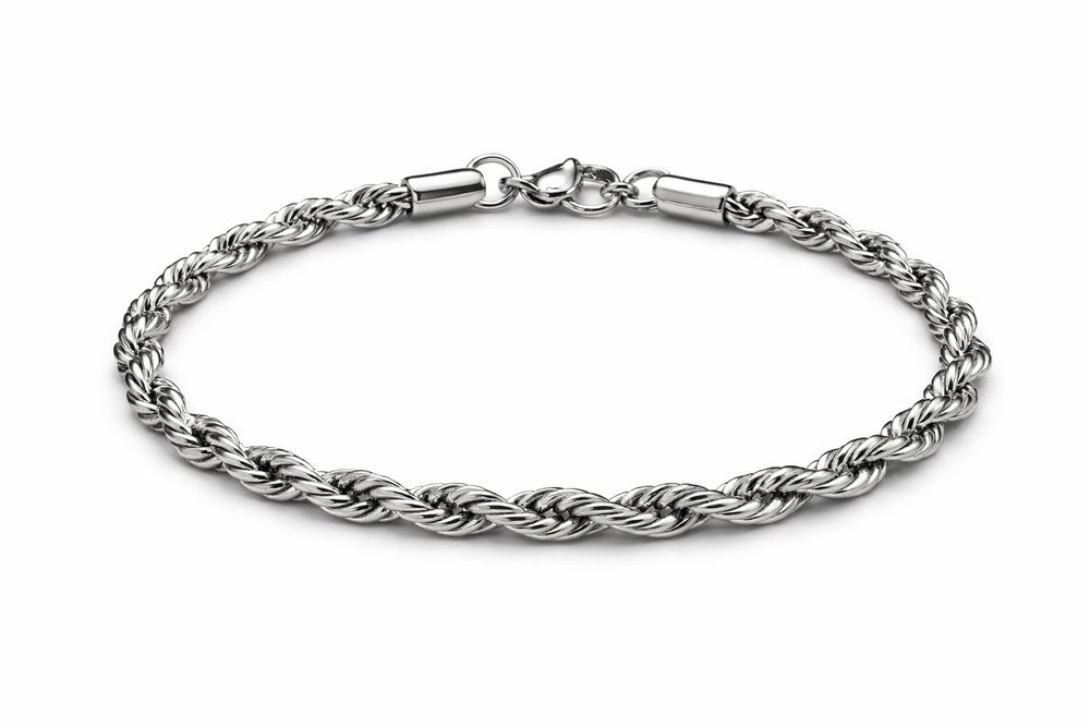 Męska bransoletka stal nierdzewna srebrna 4mm rope 21cm NOWA