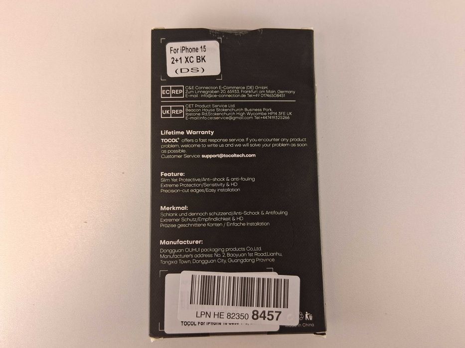 Y122 Etui Tocol i Szkło Hartowane iPhone 15 2+1 Czarny