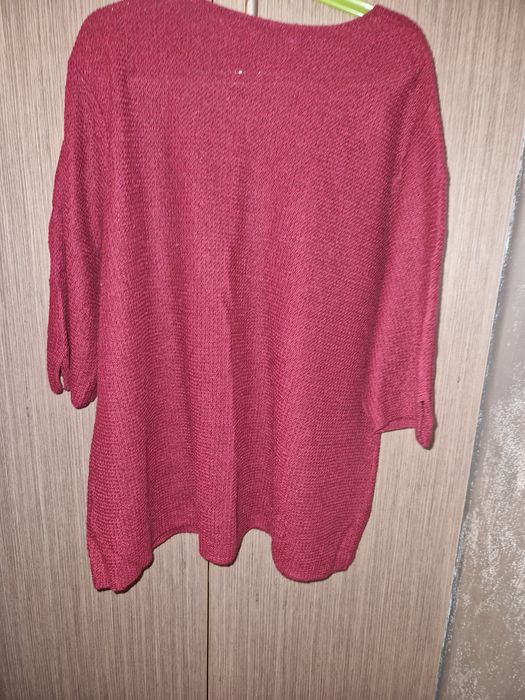Sweter kardigan damski bordowy perłowe guziki - L r. 40