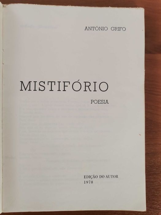 António grifo mistifório poesia