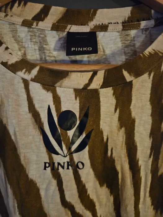 T-shirt PINKO w tygrysie pasy / zebrę – Animal Print z logo