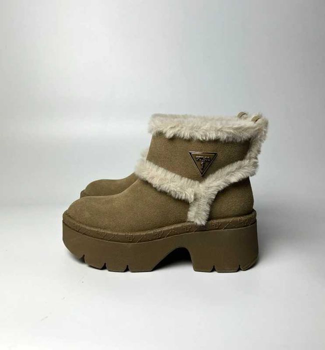 Oryginalne botki GUESS zamszowe futerko platforma 35 nowe