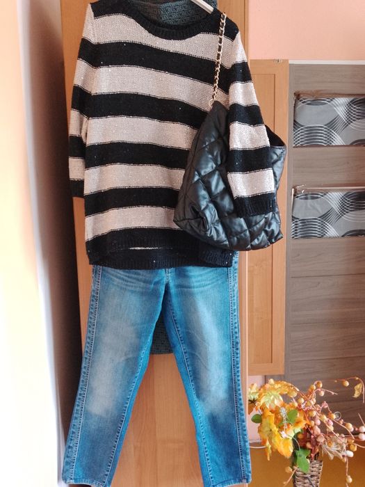 Sweter damski w paski rozmiar L