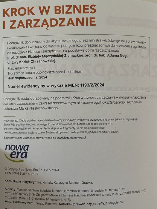 Krok w biznes i zarządzanie 2 Nowa Era jak nowy