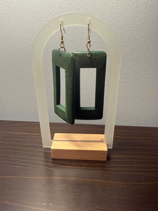 drewniane, zielone kolczyki
