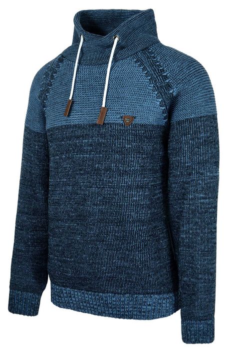 Modny Sweter Męski Komin Golf WAR. JEANSOWY