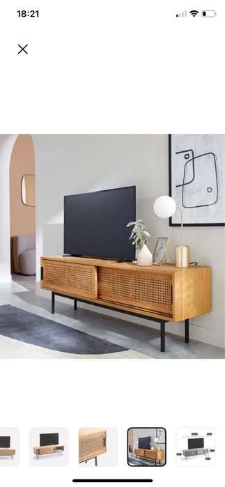 Movel de TV madeira carvalho e palhinha La Redoute 160cm