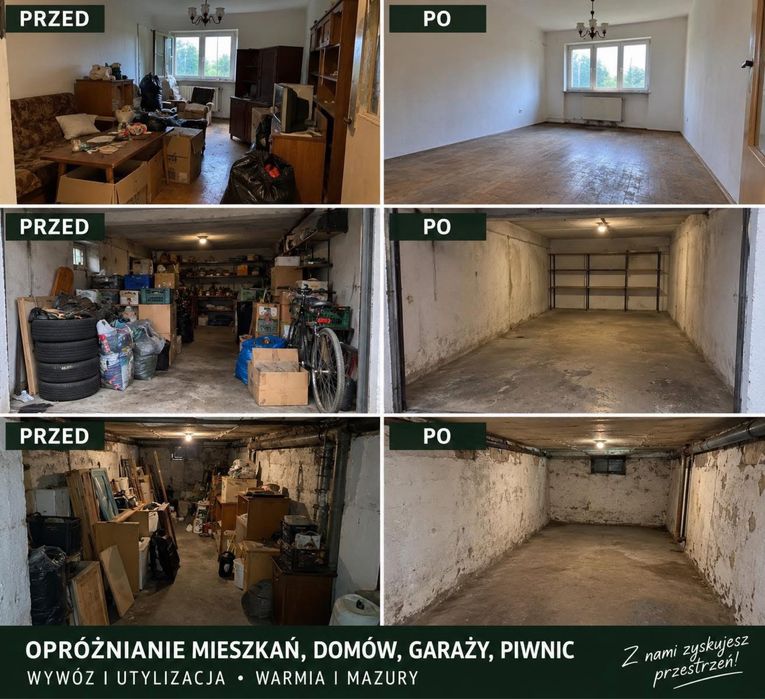 Opróżnianie mieszkań, domów, garaży, działek