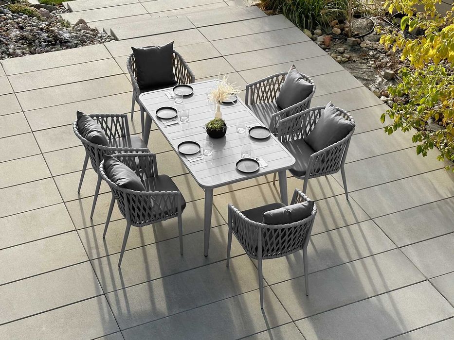 Krzesło Fotel Ogrodowy ze Sznurka Wygodne Oparcie do Ogrodu Poduszki