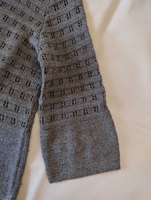 SUPER CENA Piękny sweterek XL kardigan narzutka ażurowy len + wiskoza