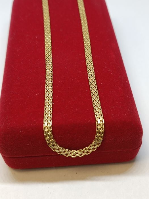 Złoty łańcuszek splot Bismark długość 45cm , złoto próby 585