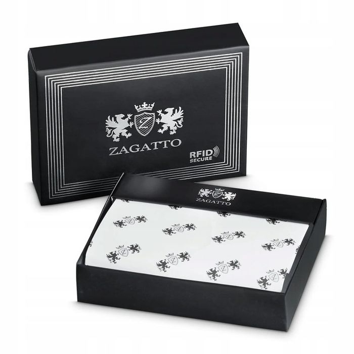 Portfel Męski Skórzany Pionowy Czarny Elegancki Ochrona Kart Rfid Zaga
